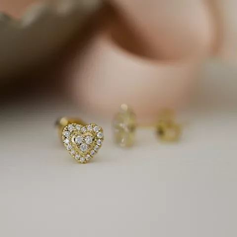 Hjerte diamantøreringe i 14 karat guld med diamanter 