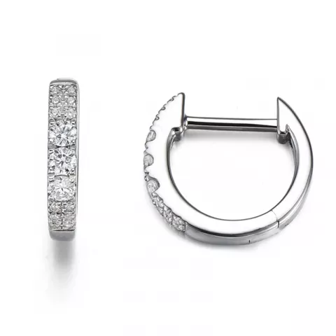 12 mm diamant creoler i 14 karat hvidguld med diamant 