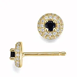 runde safir brillantøreringe i 14 karat guld med safir og diamant
