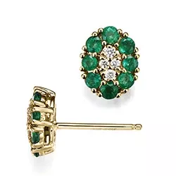 ovale smaragd diamantøreringe i 14 karat guld med smaragd og diamant 