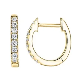 13 mm diamant creoler i 14 karat guld med diamant