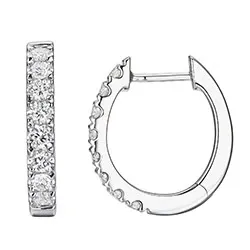 15 mm diamant creoler i 14 karat hvidguld med diamant