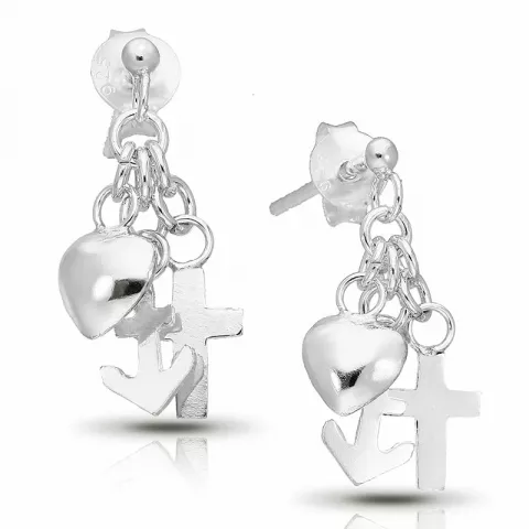Tro-håb-kærlighed øreringe i sølv
