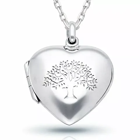 Hjerte medaljon smykke i sølv 