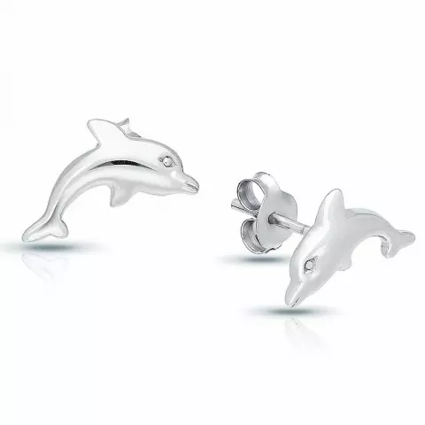 delfin øreringe i sølv