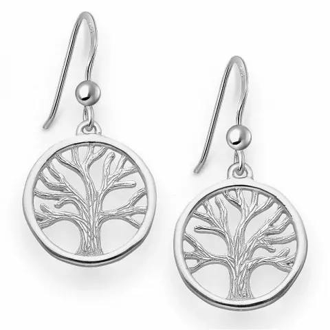 Runde livets træ øreringe i sølv