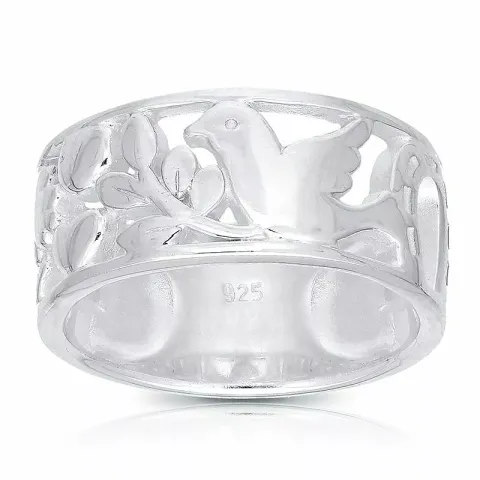 Bred fugle ring i sølv