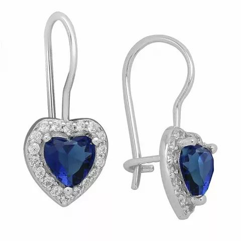 blå hjerte øreringe i sølv