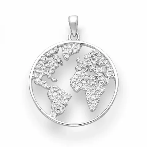 rundt world halskæde i sølv med vedhæng i sølv