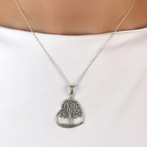 hjerte livets træ vedhæng i sølv