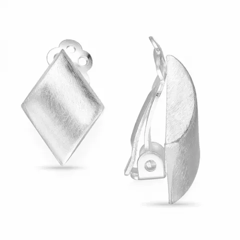 firkantet øreclips i sølv