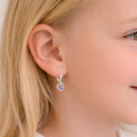 hjerte blomster øreringe i sølv - Little Ones