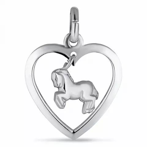 Hjerte heste vedhæng i sølv