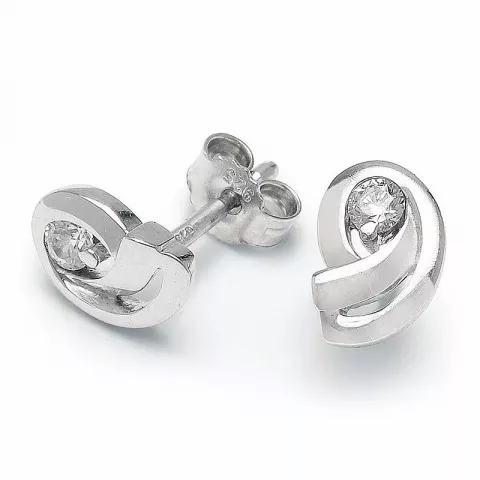 abstrakt zirkon ørestikker i sølv