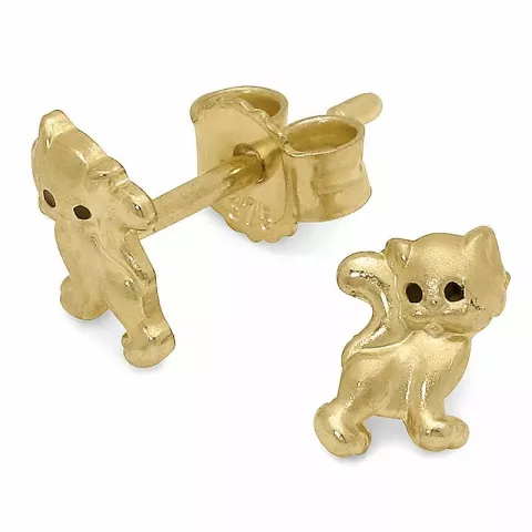 katte ørestikker i 9 karat guld med 
