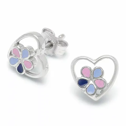 Hjerte blomster ørestikker i sølv