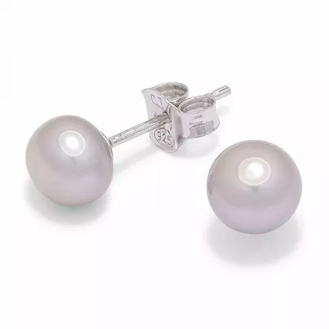 7 mm grå perle ørestikker i sølv