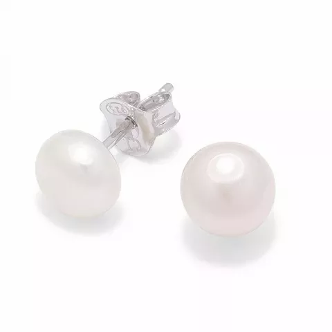 7 mm hvide perle ørestikker i sølv