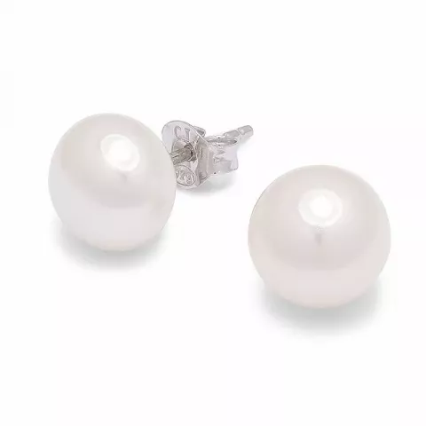 10 mm hvide perle ørestikker i sølv