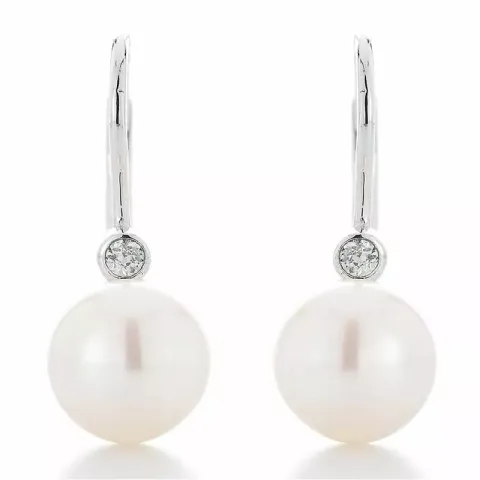 Blanke perle øreringe i sølv