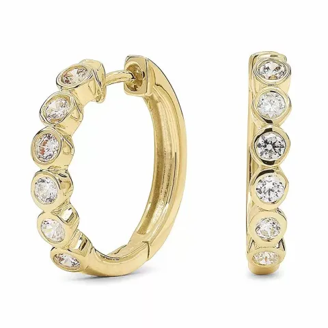 14 mm zirkon creoler i 9 karat guld med zirkoner