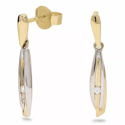Enkle zirkon guldøreringe i 9 karat guld med rhodium med zirkoner