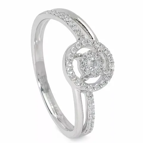 cirkel zirkon ring i 9 karat hvidguld