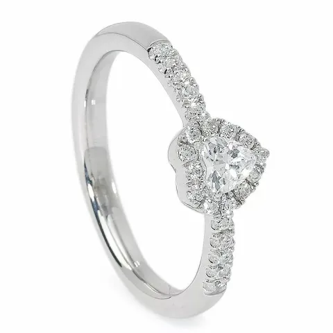 hjerte zirkon ring i 9 karat hvidguld
