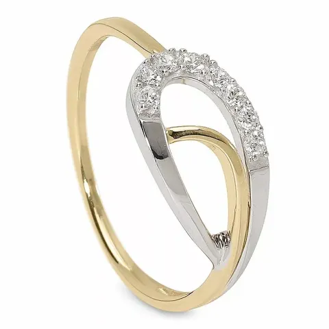 hvid zirkon ring i 9 karat guld og hvidguld