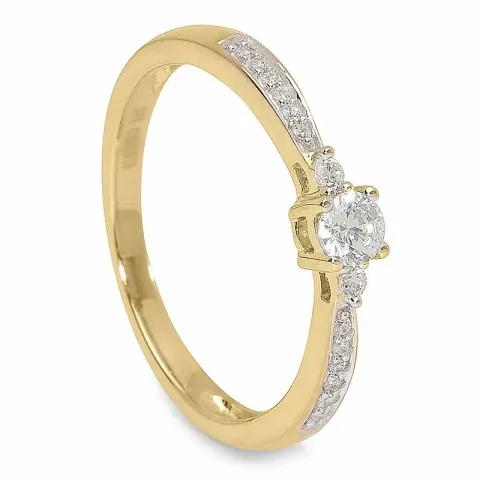 Smal hvid zirkon ring i 9 karat guld med rhodium