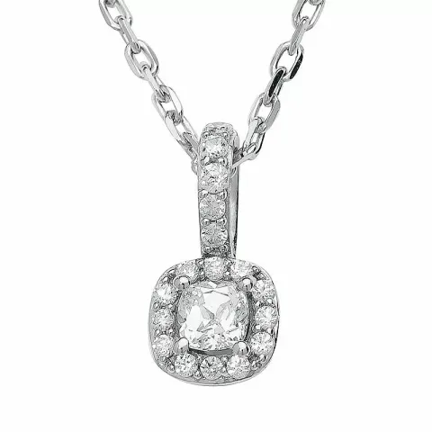 firkantet zirkon vedhæng i 9 karat hvidguld