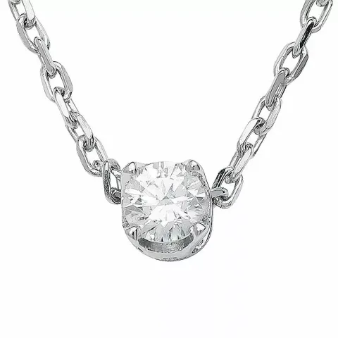 Lille hvid zirkon vedhæng i 9 karat hvidguld