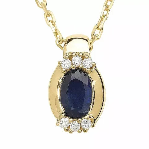 ovalt safir vedhæng i 9 karat guld