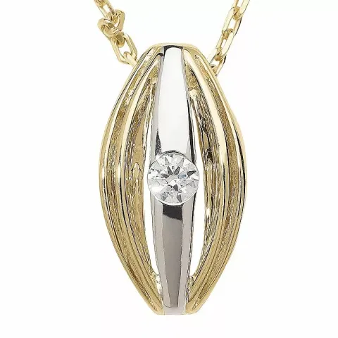 hvid zirkon vedhæng i 9 karat guld med rhodium