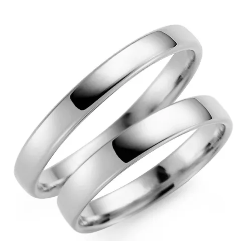 3 og 4 mm vielsesringe i 9 karat hvidguld - sæt