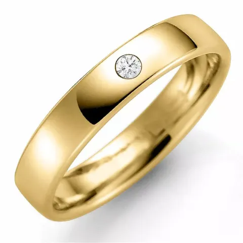 4 mm vielsesring i 14 karat guld 0,03 ct