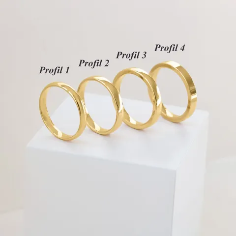 6 og 3 mm vielsesringe i 9 karat guld 0,02 ct - sæt