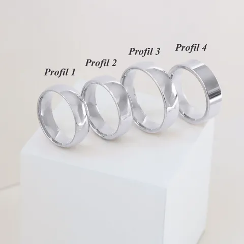 6 og 3 mm vielsesringe i 9 karat hvidguld 0,02 ct - sæt