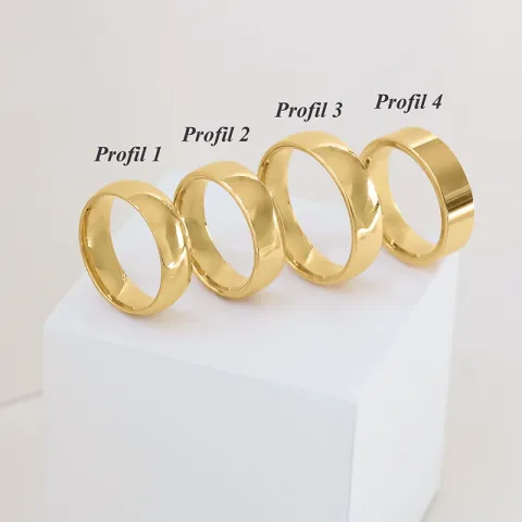 6 og 5 mm vielsesringe i 9 karat guld 0,03 ct - sæt