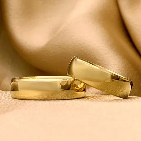 Brede 6 mm vielsesringe i 9 karat guld - sæt