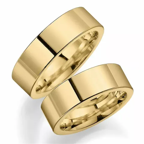 Brede 7 mm vielsesringe i 9 karat guld - sæt