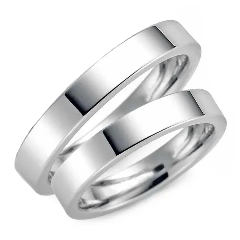 3 og 4 mm vielsesringe i 9 karat hvidguld - sæt