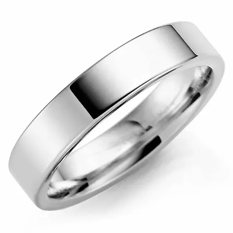 5 mm vielsesring i 14 karat hvidguld