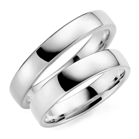 4 og 5 mm vielsesringe i 9 karat hvidguld - sæt