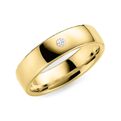 6 mm diamant vielsesring i 9 karat guld 0,03 ct