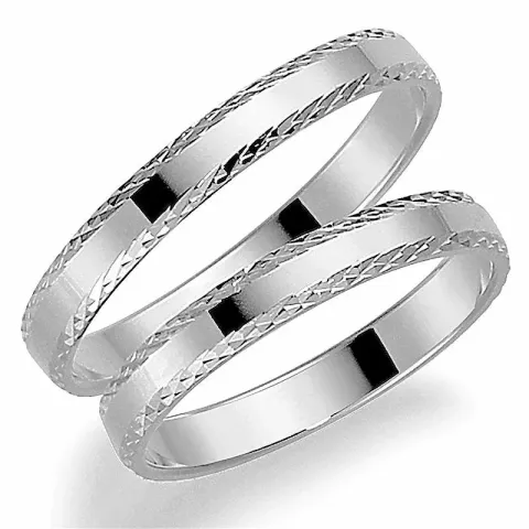 3 mm vielsesringe i 9 karat hvidguld - sæt