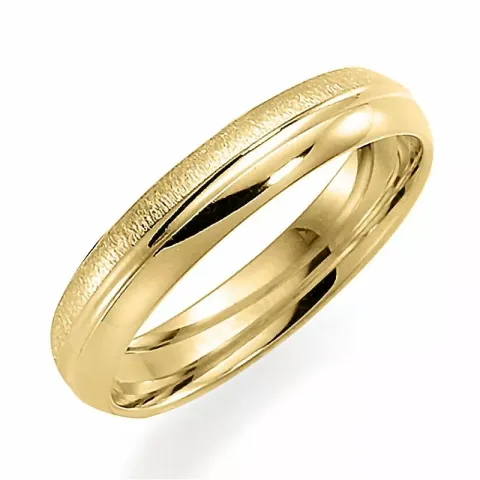 Ru og blank 4 mm vielsesring i 9 karat guld