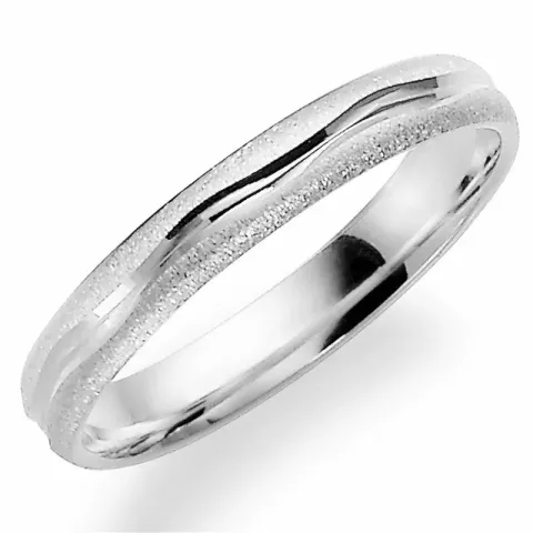 Ru og blank 3,5 mm vielsesring i 9 karat hvidguld