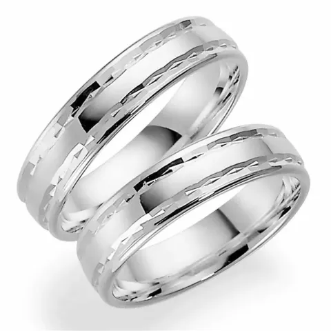 5 mm vielsesringe i 9 karat hvidguld - sæt