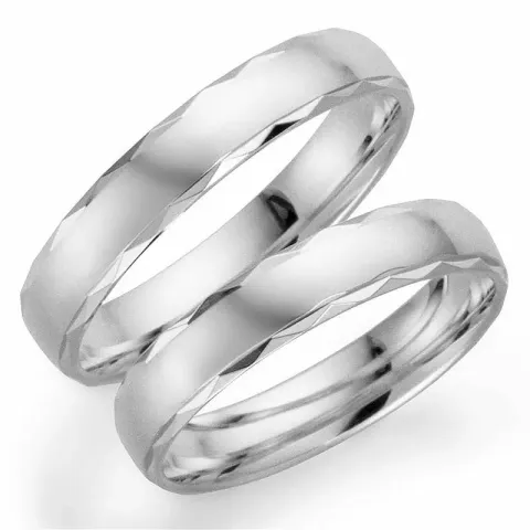 Mønster 4 mm vielsesringe i 14 karat hvidguld - sæt